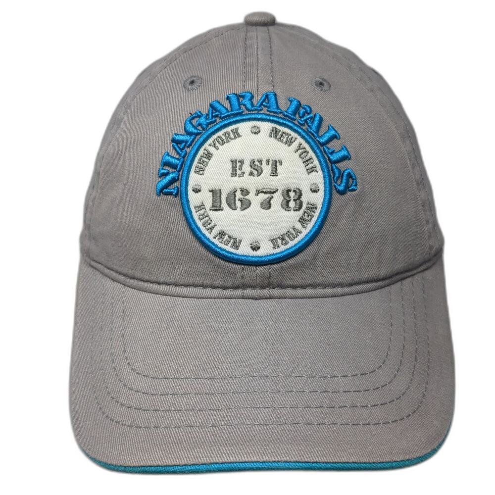 Blooming Onion Baseball Cap Gray Blue One Size Niagara Falls Strapback Hat Patch